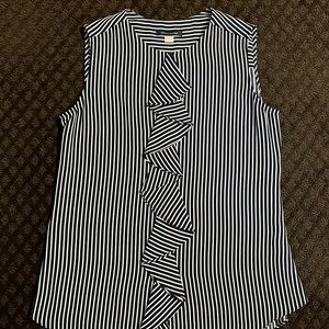 Tommy Hilfiger Women’s Navy Blue and White Striped Sleeveless Blouse Size Small